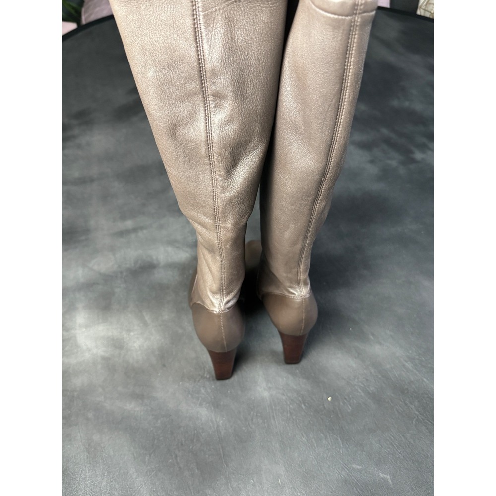 Cole Haan Boots 8B Taupe Brown Leather Knee High Tall Block Heel Womens - Picture 6 of 11
